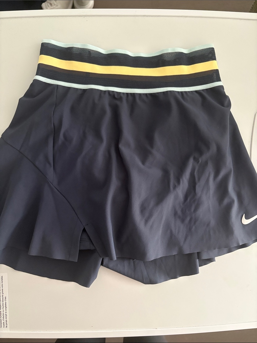 Nike Navy Athletic Skort with Yellow and Light Blue Waistband
